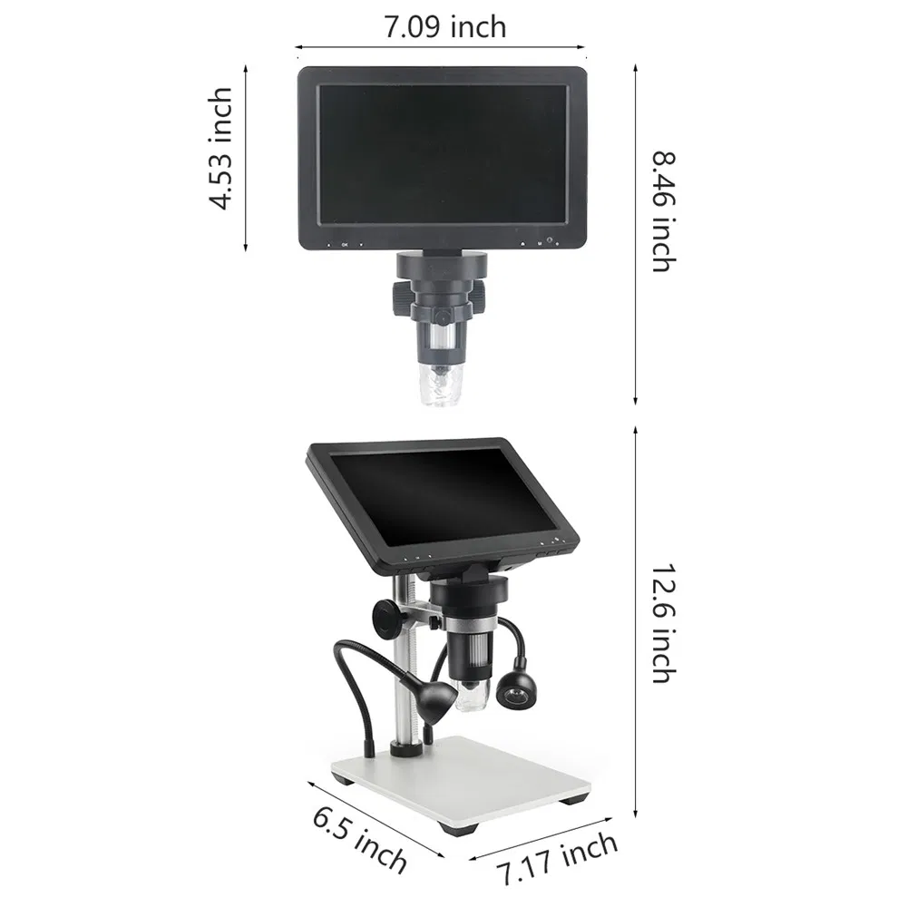 2020 Latest 12MP Dm9 HD 7 Inch Screen 1000X Digital Microscope Industrial Magnifier for iPhone iPad
