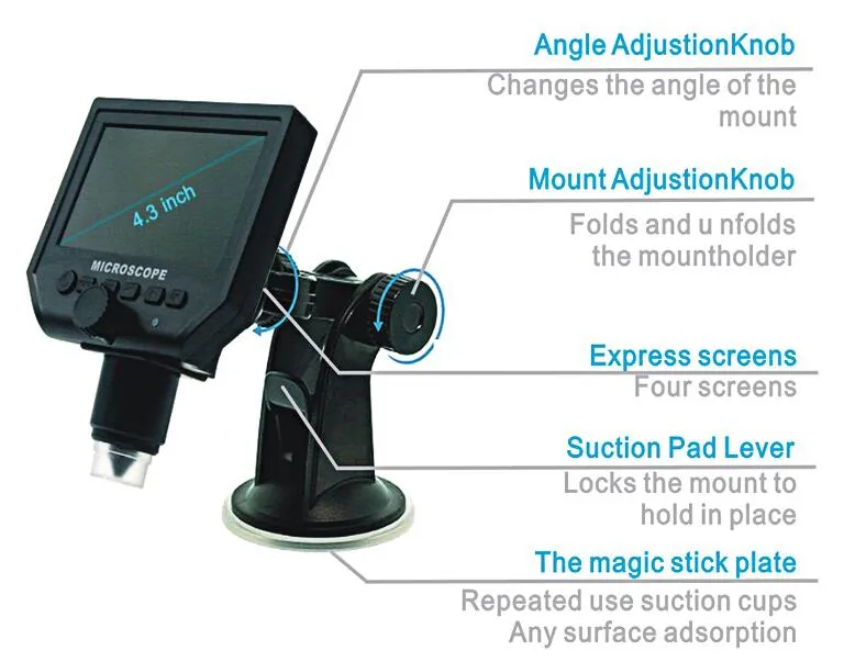 4.3 Inches 1- 600X USB Digital Microscope for Industry Inspector Tools for Factory Avp028g600