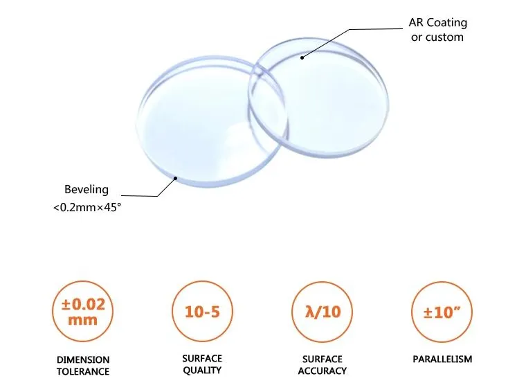 60mm Flat Round Optical UVB Mgf2 Clear Inspection Window