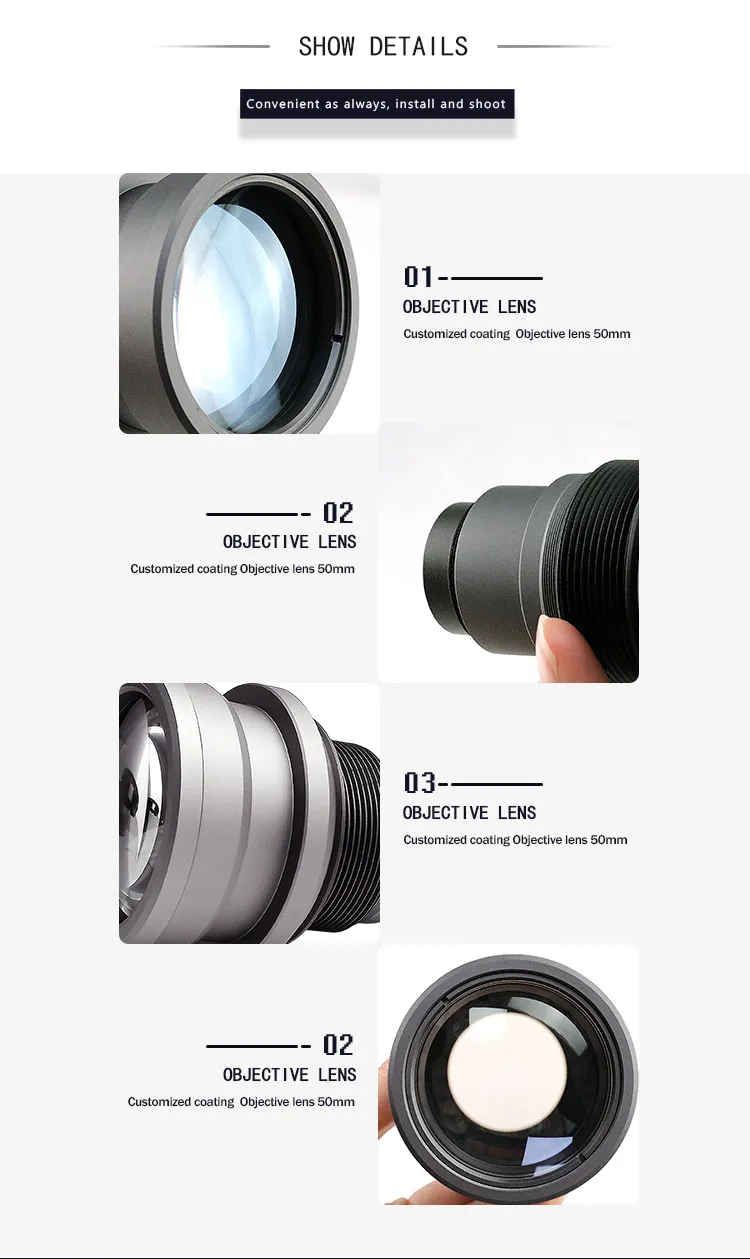 Custom Sale Coating Telescope Optical Lens Eyepiecel Objective Lens 50mm