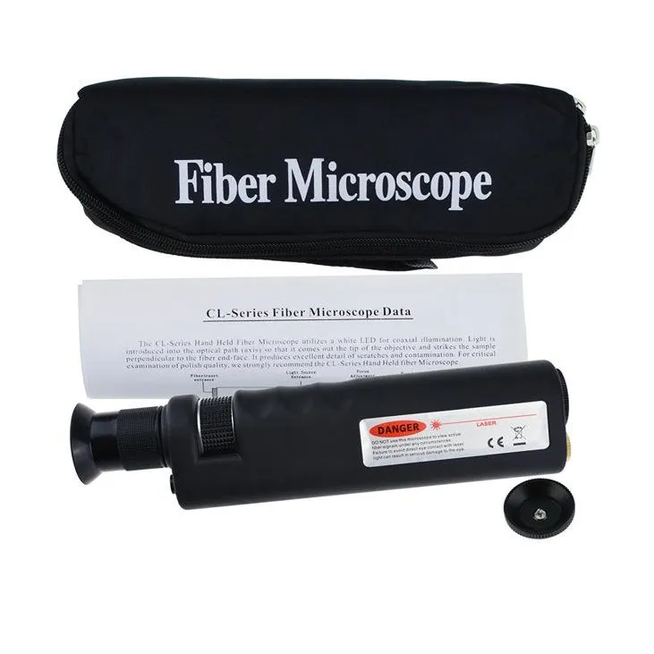 Handheld 400X Optic Fiber Inspection Microscope with 1.25mm and 2.5mm Adapter Portable Fiber Microscope