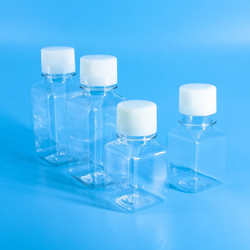 Plastic Cell Culture Flask Reagent Bottle for Lab Sterile Pet Media Bottles with Septum Closure