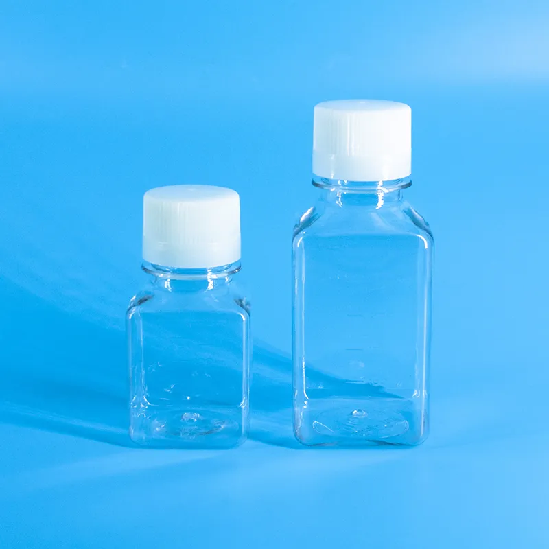 Plastic Cell Culture Flask Reagent Bottle for Lab Sterile Pet Media Bottles with Septum Closure
