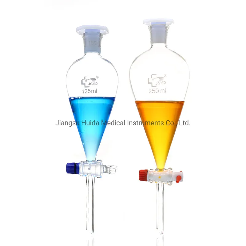 Separatory Funnel Squib Pear Shape with Ground -in Glass Stopper and Glass/PTFE Stopcock